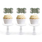 Andaz Press Cupcake Topper Kit, Floral Blossoms Design, 18-Pack, 2.25 x 1.30 inches, Sage Green with Cream