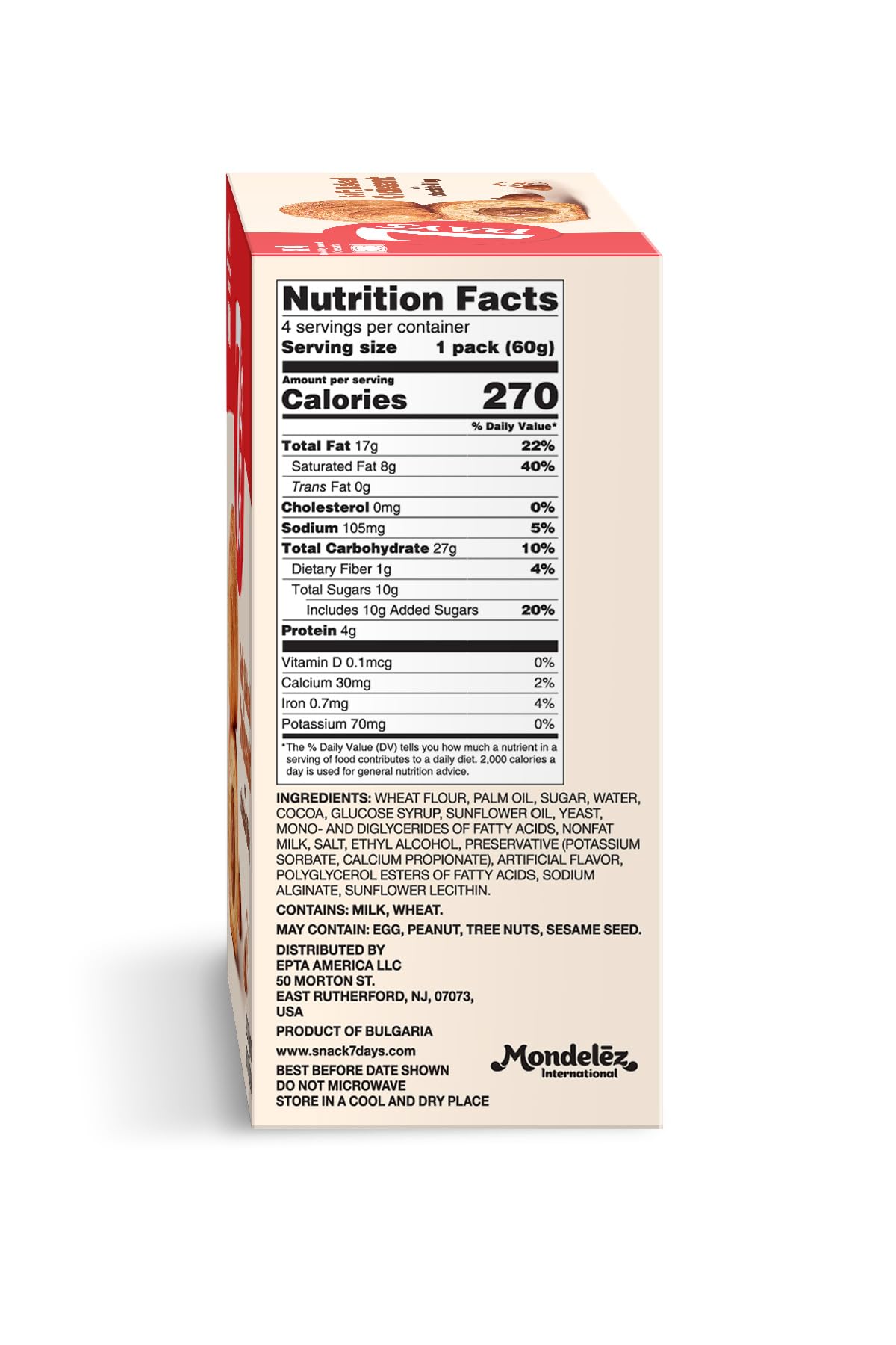 7Days Soft Croissant Multipacks (16 Pack), Chocolate, 4 Boxes, Non-Gmo Breakfast Pastry (2.12Oz, Pack Of 16)