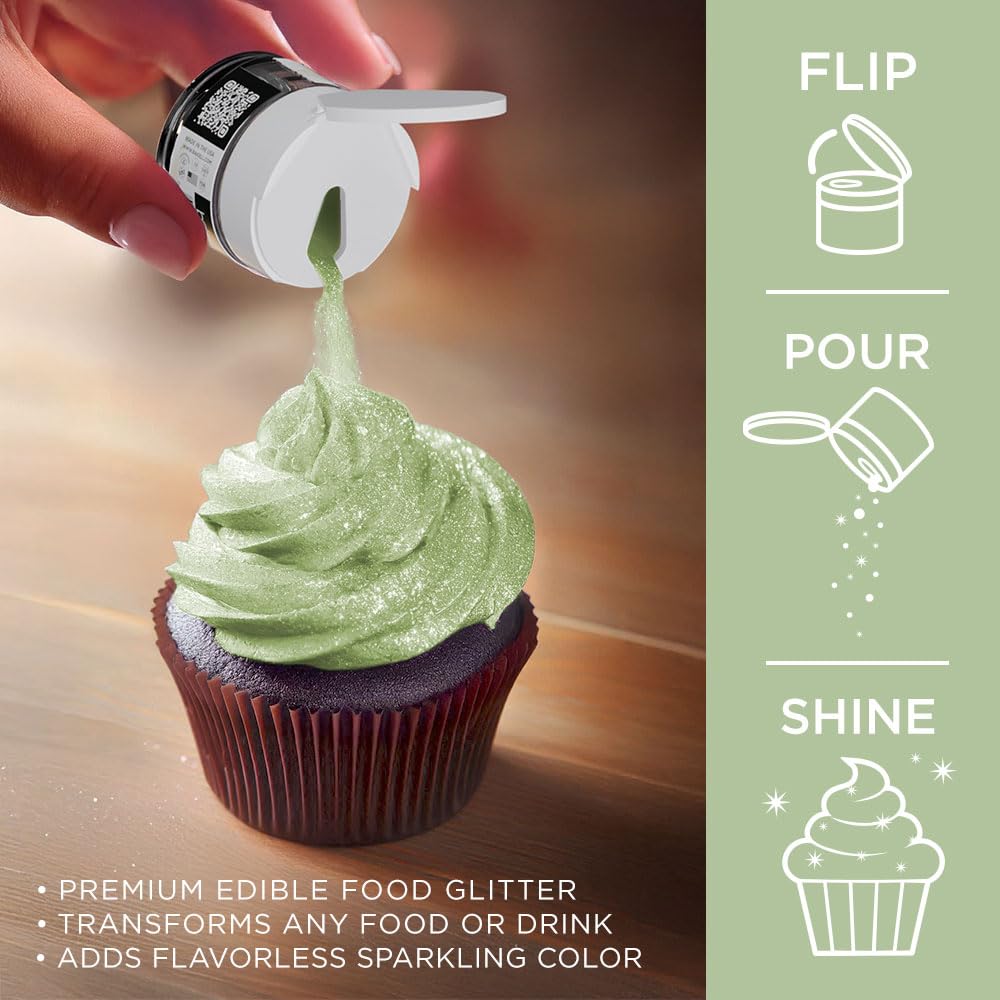 Bakell - Soft Green Tinker Dust (5G, 1X Jar) Edible Glitter For Food, Desserts, And Beverages!