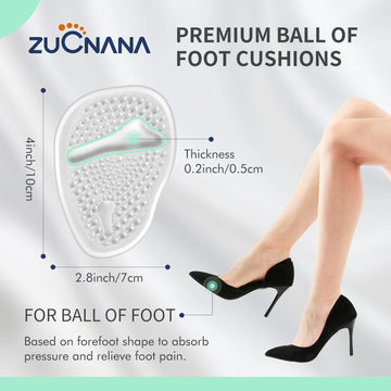 Metatarsal Pads (2 Pairs Shoe Inserts Women) | Soft Gel High Heel Inserts | Invisible Ball Of Foot Cushions For Women Foot Pain