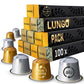 REAL COFFEE Lungo Variety Pack for Nespresso - 100 Aluminum Capsules, 2 Italian Flavors, 1 Count (Pack of 100)