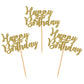 Donoter 24 Pcs Gold Glitter Happy Birthday Cupcake Toppers Cake Picks For Birthday Party Decoration Supplies