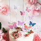 Newmemo Gradient Sequins Butterfly Cake Toppers, 12pcs, Rose Gold, Glitter Polyester, Birthday Wedding Party Decorations