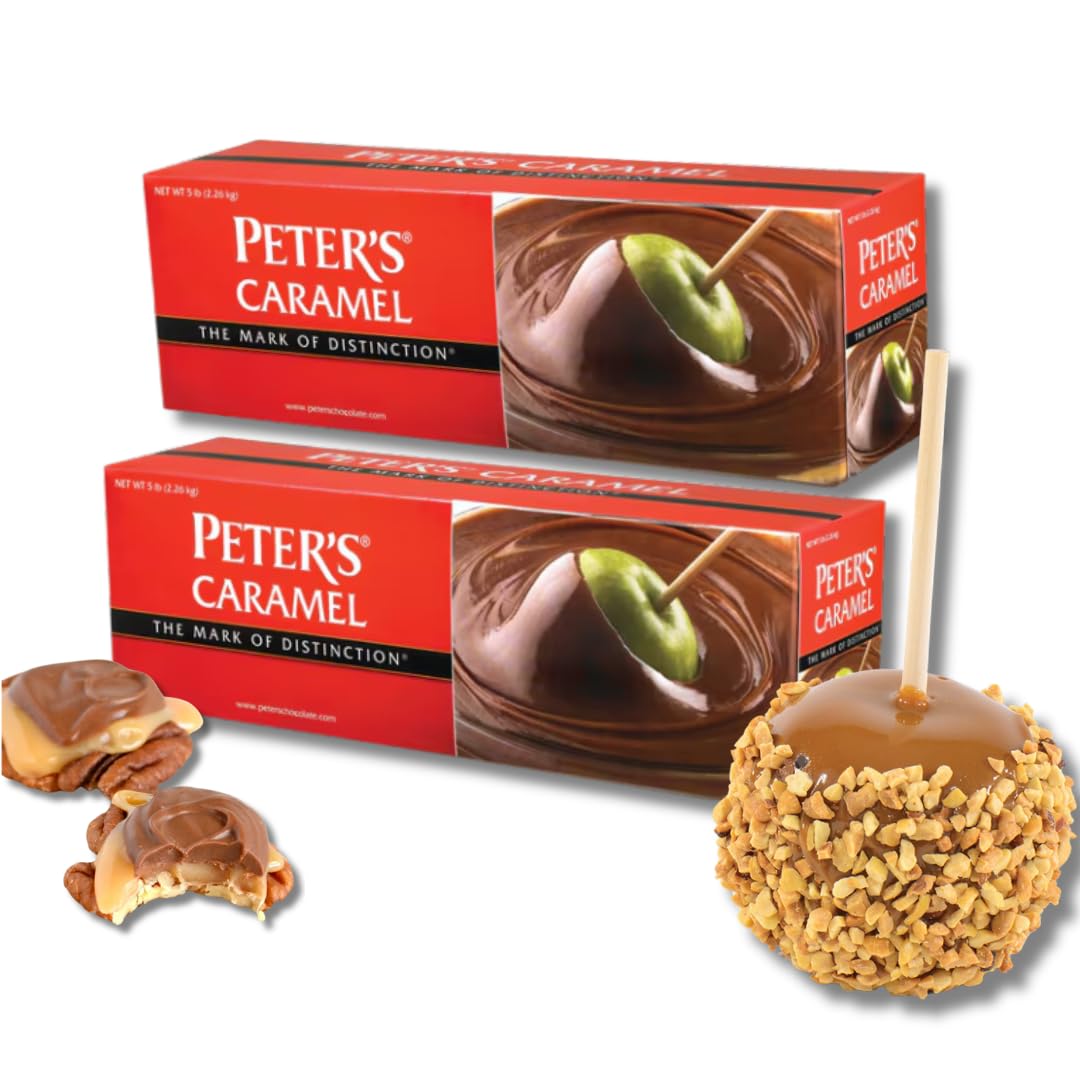 Peters Caramel Block For Caramel Apples and Candy Making  5 Lbs. - Gift Pack of 2 by Lyzas Sweets & 