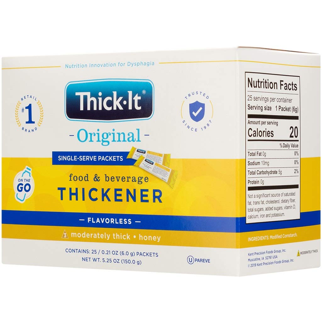 Thick-It Original Food & Beverage Moderately Thick Single-Serve Packets for Dysphagia (IDDSI), Honey Consistency, Digestible Swa