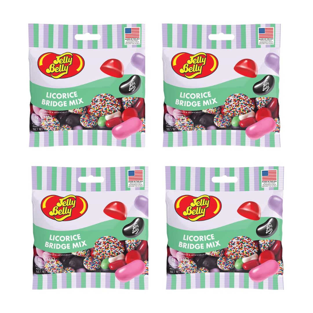 Jelly Belly Licorice Bridge Mix - Gift Pack of 4, 3 oz. Bags by Lyzas Sweets & Treats