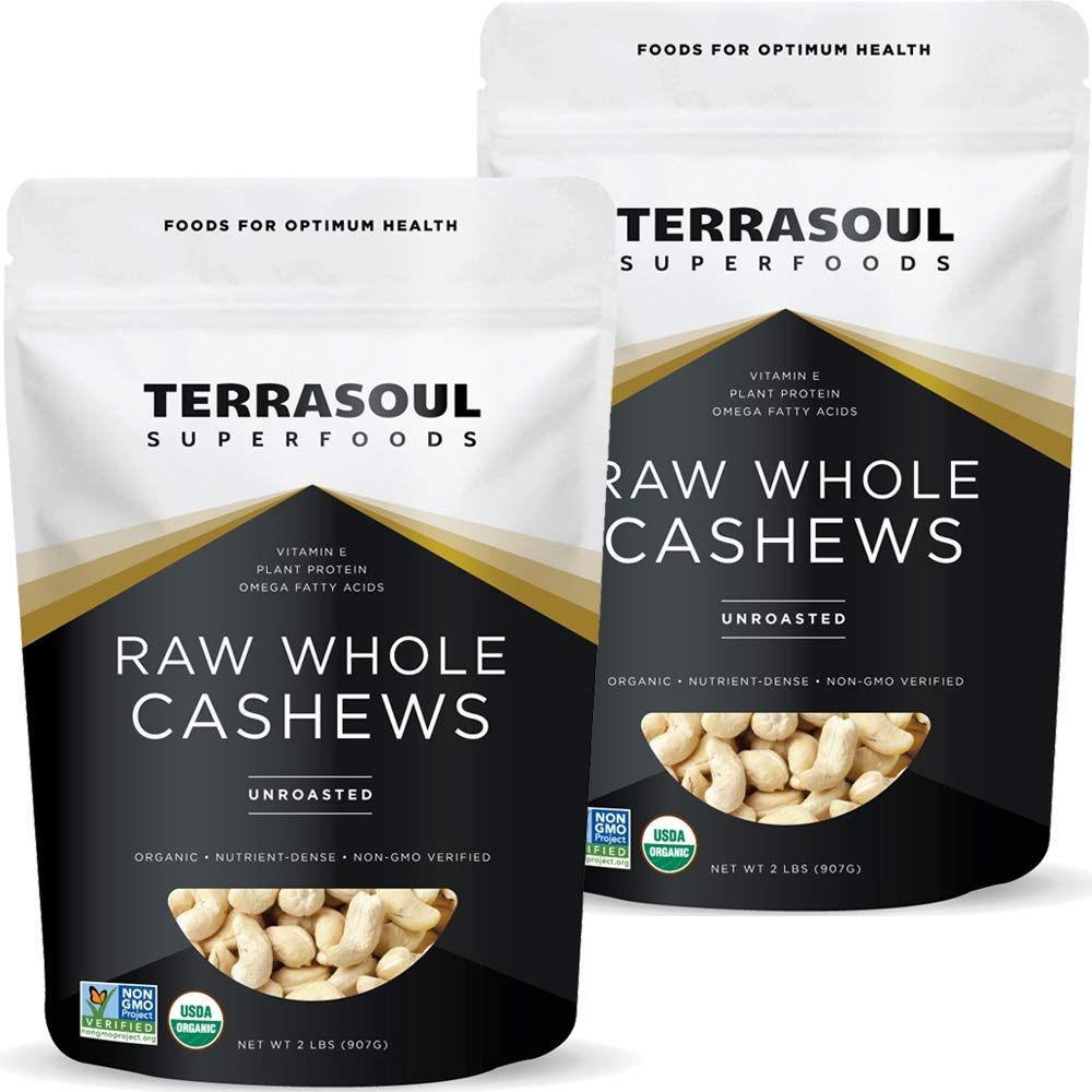 Terrasoul Superfoods Organic Raw Cashews, Premium Quality, 4 lbs (Pack of 2)