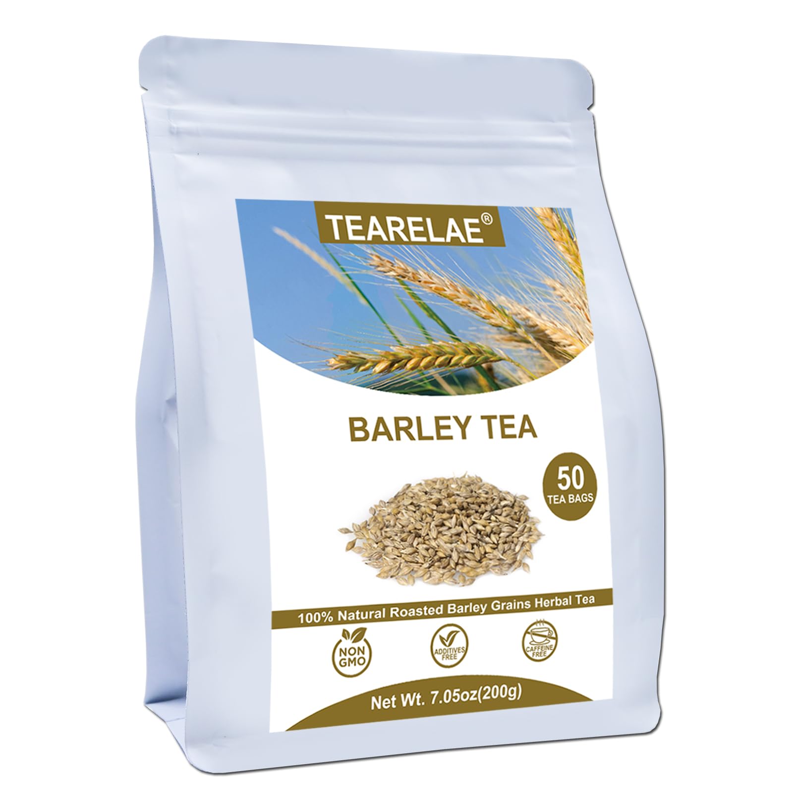 Tearelae - Barley Bags - 4G X 50 Count - 100% Pure Natural Roated Barley Grains Herbal Tea - Mugicha - Non-Gmo - Energy Blend-Free - Gently Sweet & Mellow