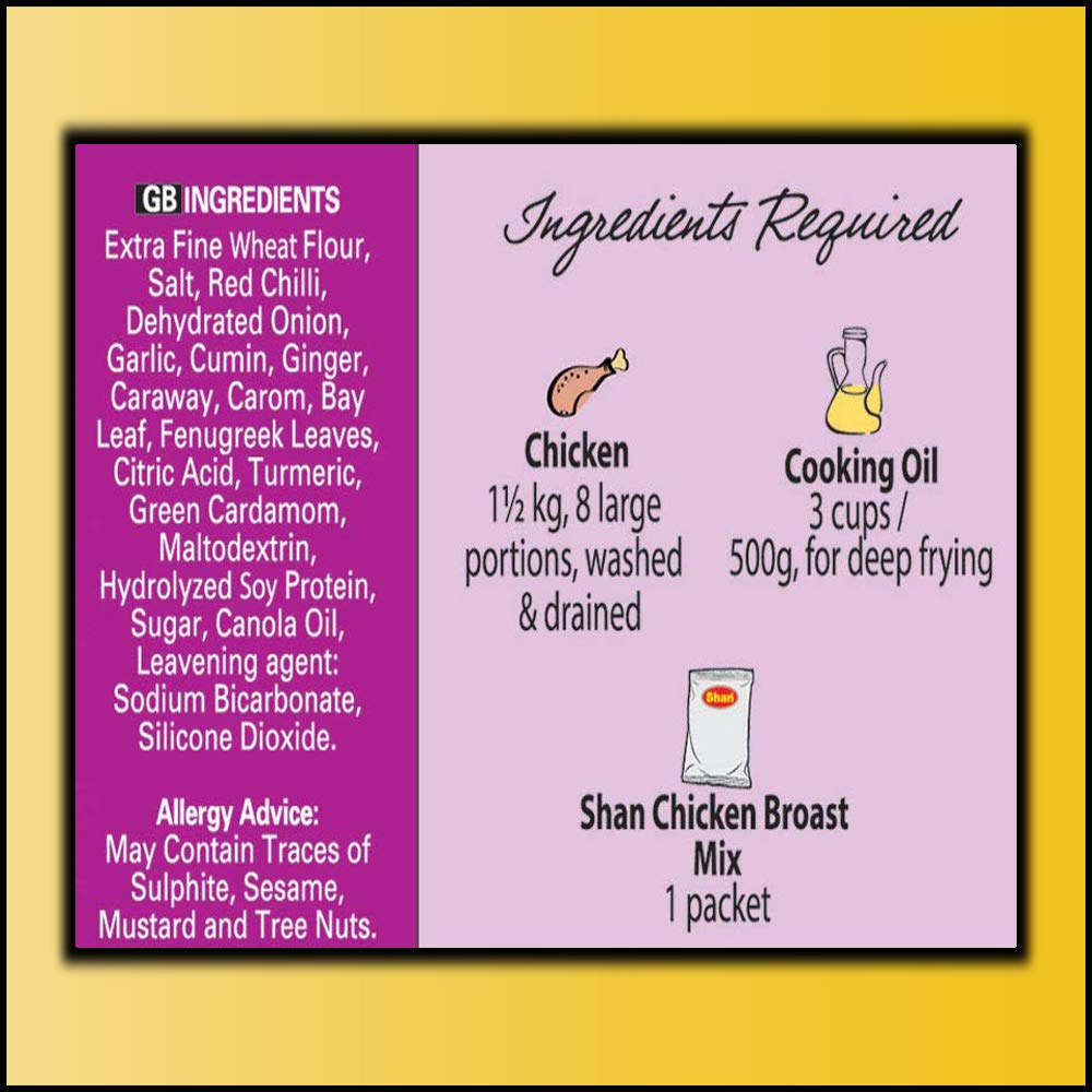 Shan Chicken Broast Recipe And Seasoning Mix 4.40 Oz (125G) - Spice Powder For Batter Coated Fried Chicken - Suitable For Vegeta