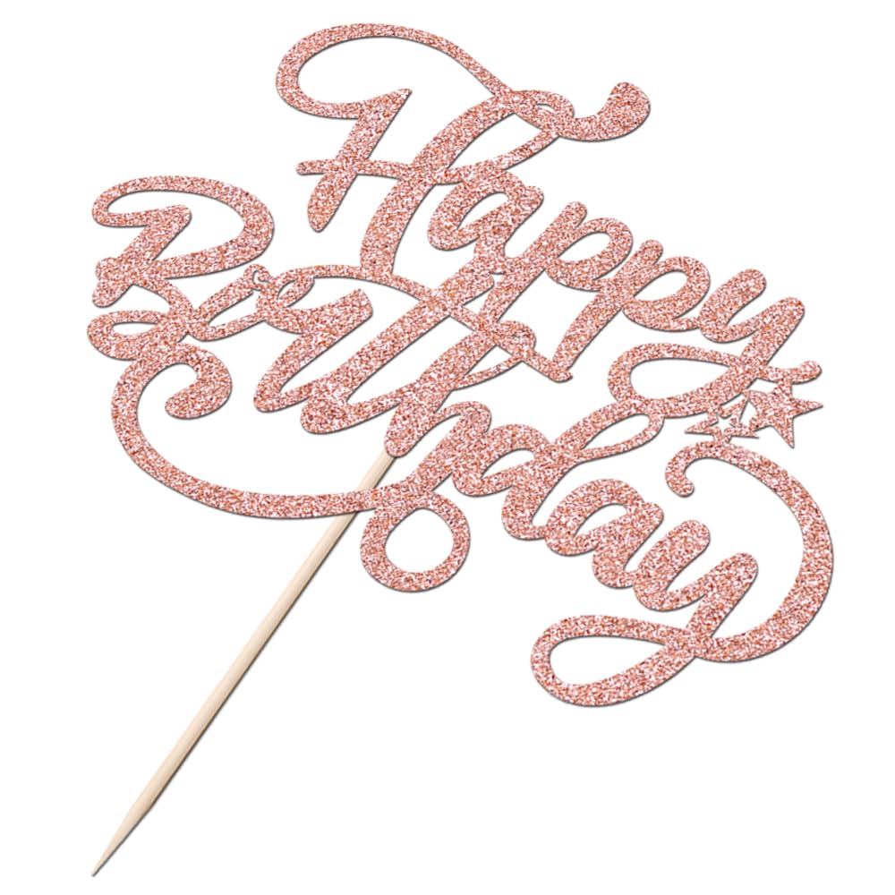 Crseniny Happy Birthday Cake Topper, Birthday Sign Cake Topper,Birthday Party Cake Decoration Supplies (Rose Gold)