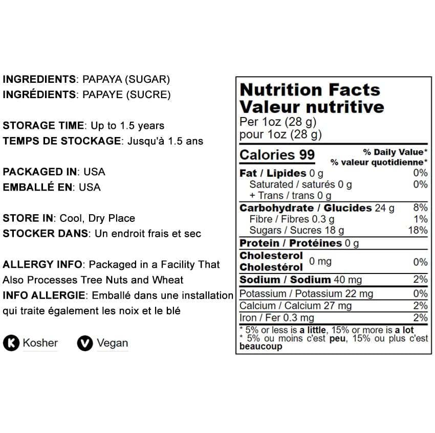 Food To Live Dried Diced Papaya, 5 Pounds Kosher, Vegan, Sweetened, Unsulfured, Bulk