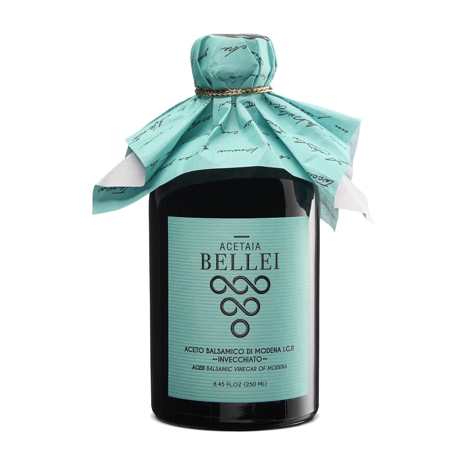 Acetaia Bellei Precious Blue 1.33 Aged Balsamic Vinegar Of Modena - Balsamico Di Modena Igp Certified  Product From Italy  High Density Sweet & Sour  Perfect For Meat  Fish  & Veggies - 250 Ml