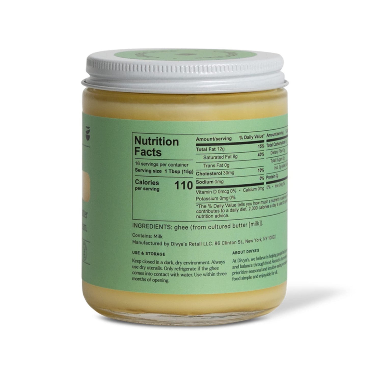 Divyas Cultured Ghee - 8 oz Grass-Fed Ghee Clarified Butter - Great For Cooking Meals & Promotes Gut Health - Non-GMO, Gluten F