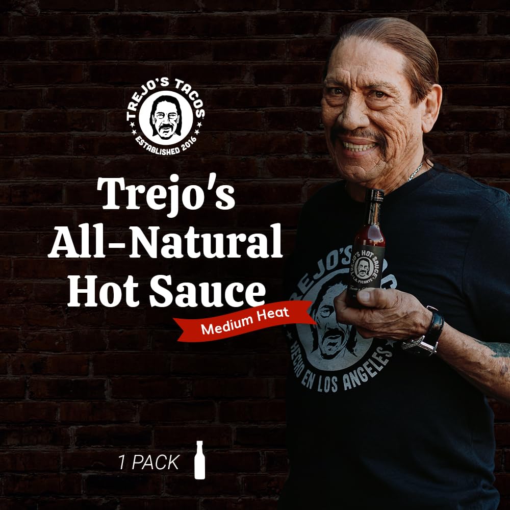 Trejos Tacos Hot Sauce - Medium Heat - 5 Fl Oz - Non-GMO, Gluten-Free, Dark Brown