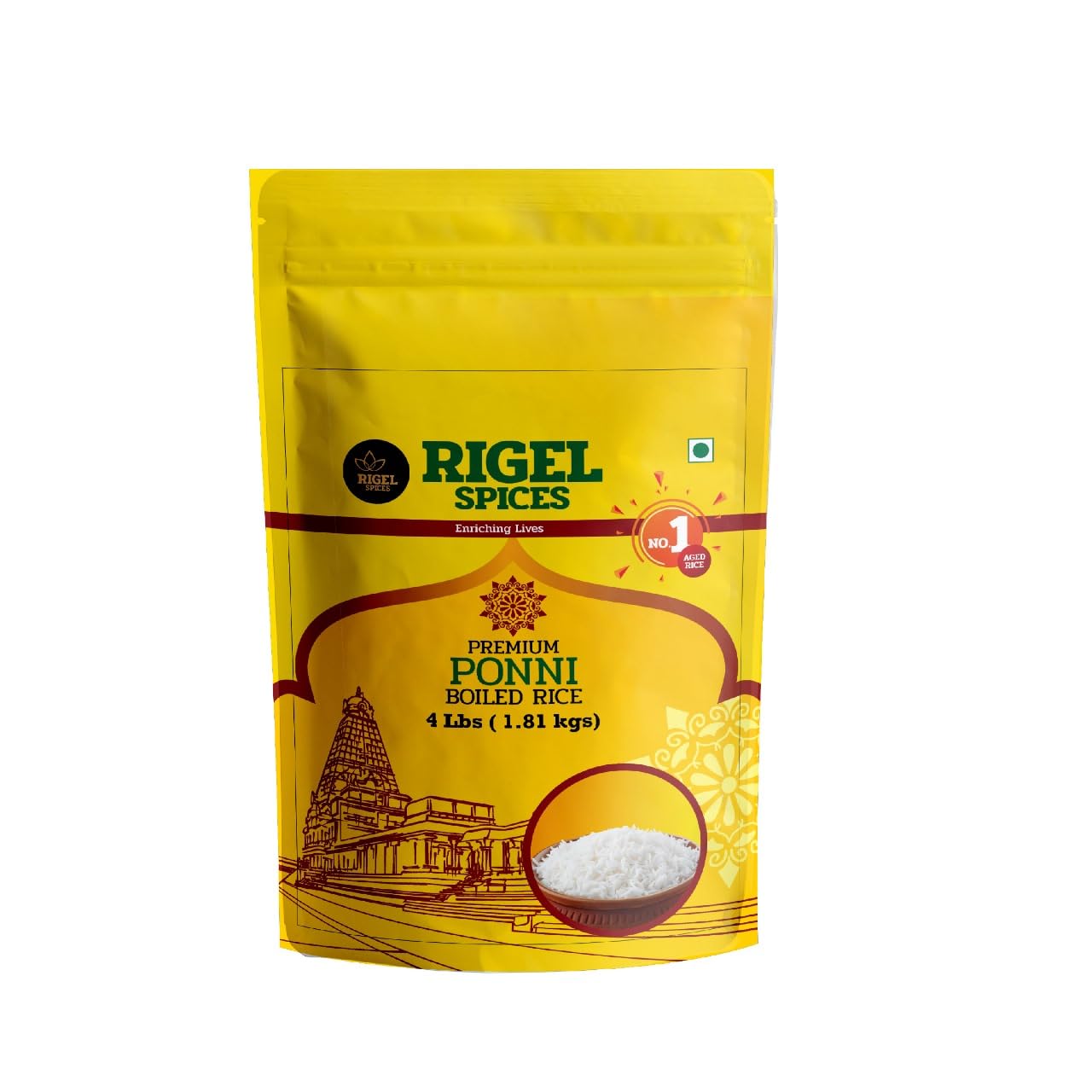 Rigel Spices Premium Ponni Boiled Rice, Aged, Authentic South Indian, 4 Lbs