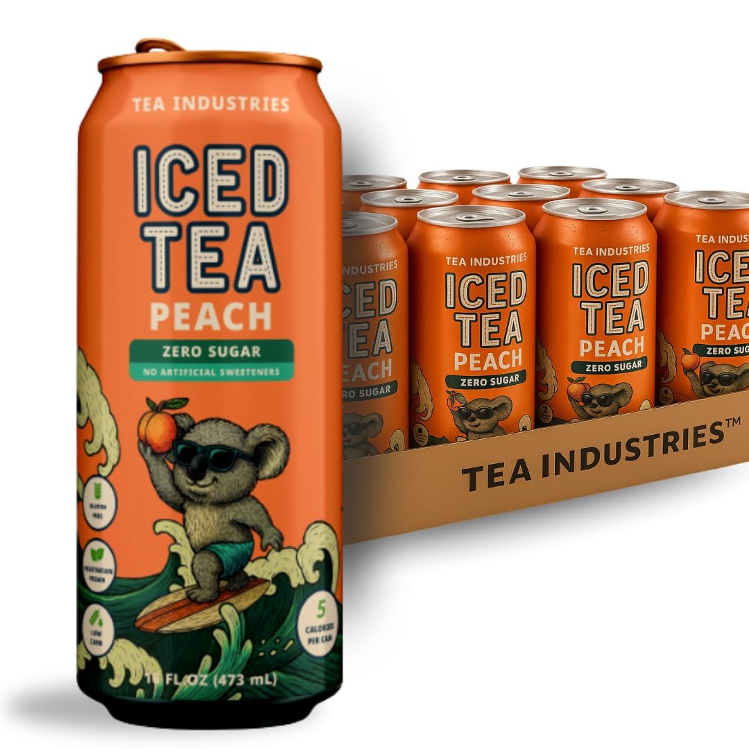 Green Tea with Peach Iced Tea - Sugar Free  Low Calorie Antioxidant Drink  Fruity Flavor  16oz Cans (12-Pack)