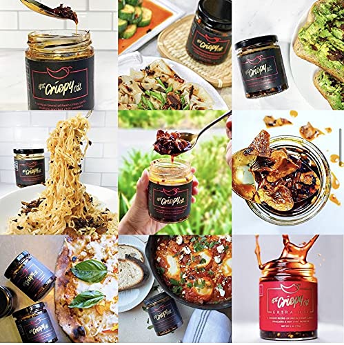Hot Crispy Oil, An all natural unique blend of fresh fried shallots, fresh garlic and a proprietary blend of three different chi