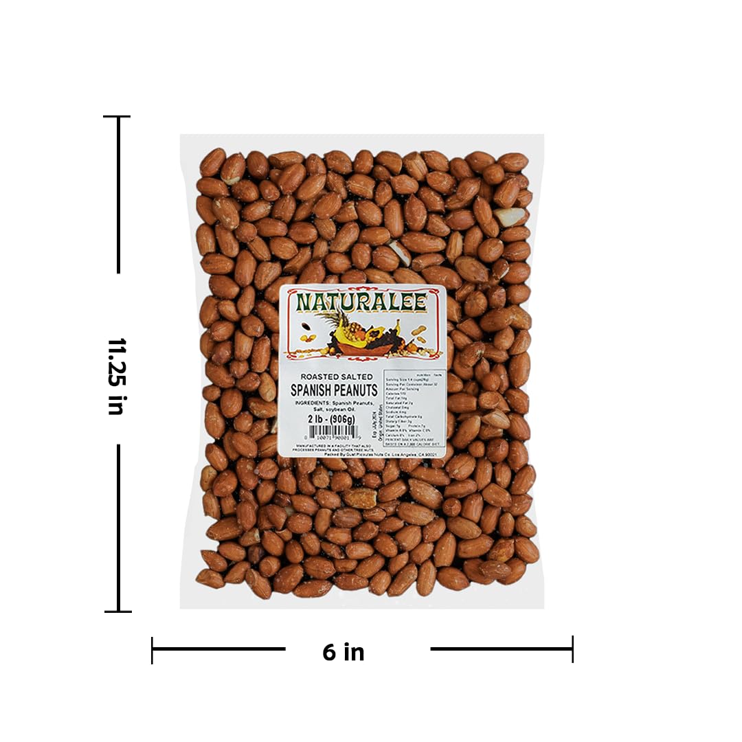 Naturalee Roasted & Salted Spanish Peanuts - High Protein Snack, 2 lbs