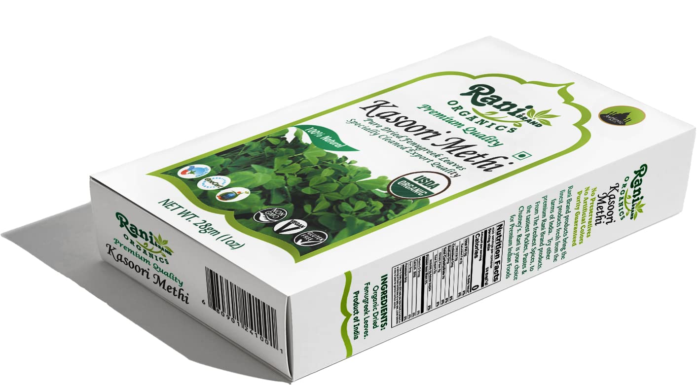 Rani Organic Fenugreek Leaves Dried (Kasoori Methi) 1Oz (28G) ~ All Natural | Vegan | Gluten Friendly | Non-Gmo | Indian Origin