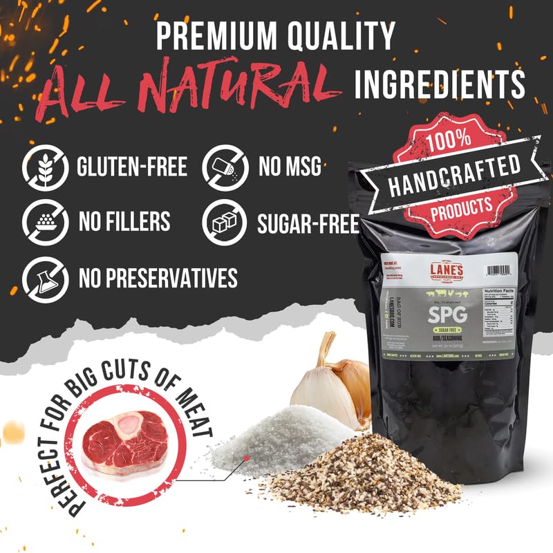 Lanes SPG Seasoning & Rub, All-Natural Salt Pepper Garlic, 32oz, Gluten-Free, No MSG, Made in USA
