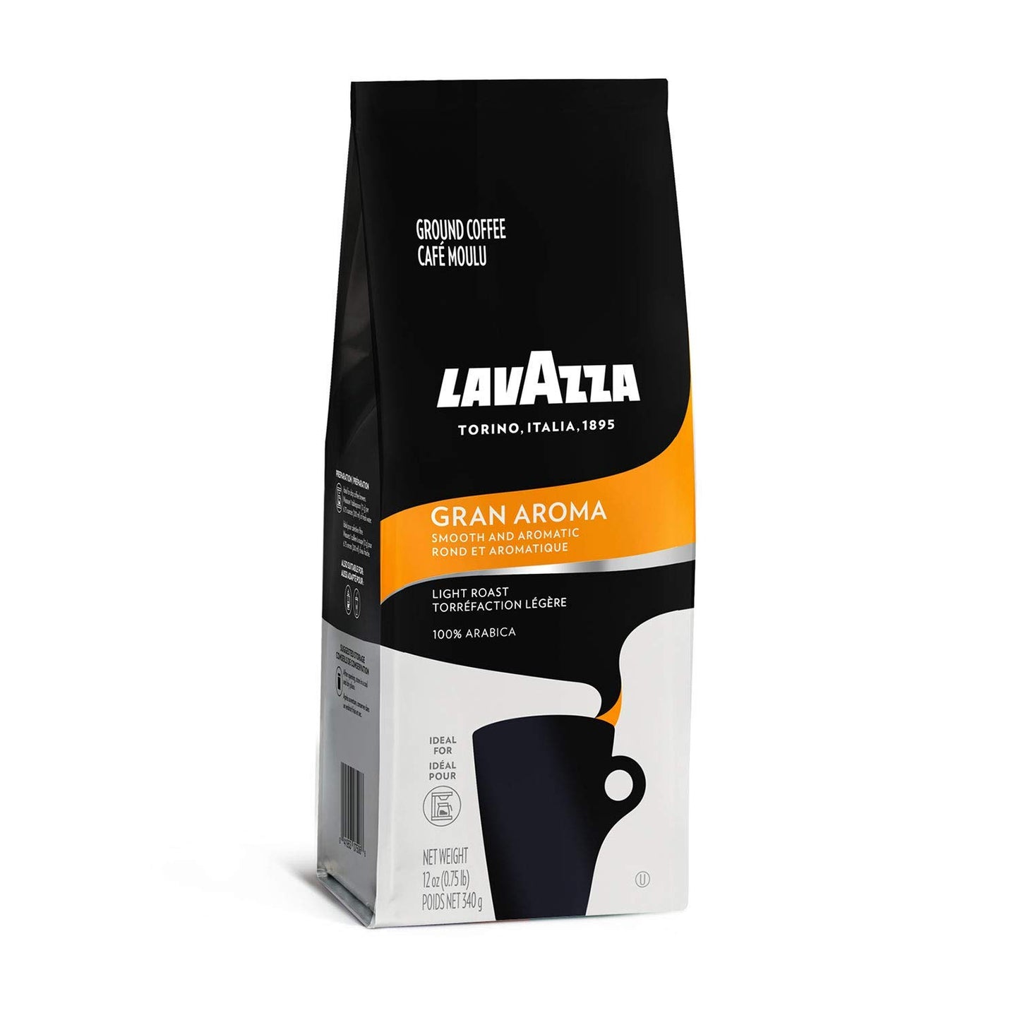 Lavazza Gran Aroma Ground Coffee Blend, Light Roast, 12 Oz (Pack Of 2)