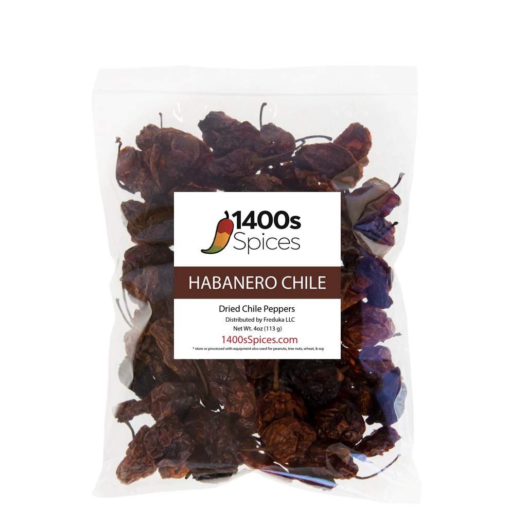 4Oz Dried Habanero Peppers By 1400S Spices