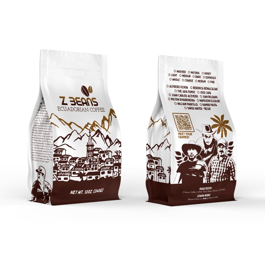Z Beans Coffee Arabica Whole Bean Dark Roast Coffee, 12 OZ, Non-GMO, Low Acidity, Rich Flavor with Citrus and Chocolate Notes