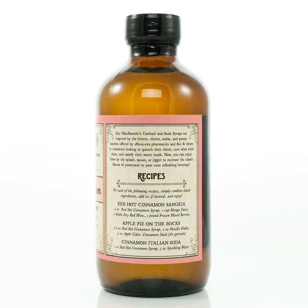 MacSweeties Cocktail Syrups - Red Hot Cinnamon Flavor - 8 Fl Oz Bottle