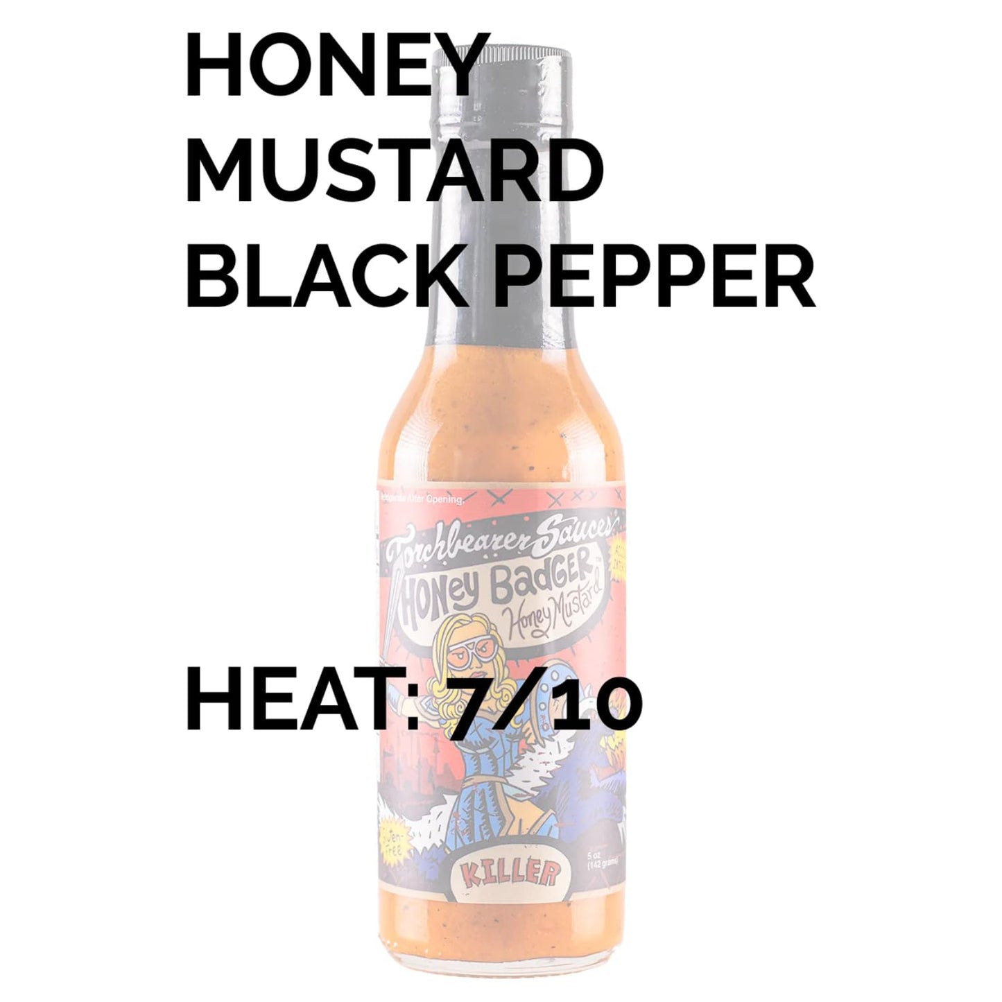 Honey Badger Sauce by Torchbearer Sauces, Spicy Hot Sauce With Flavors of Scorpion Pepper, Carolina Reaper Pepper & Mustard Seed