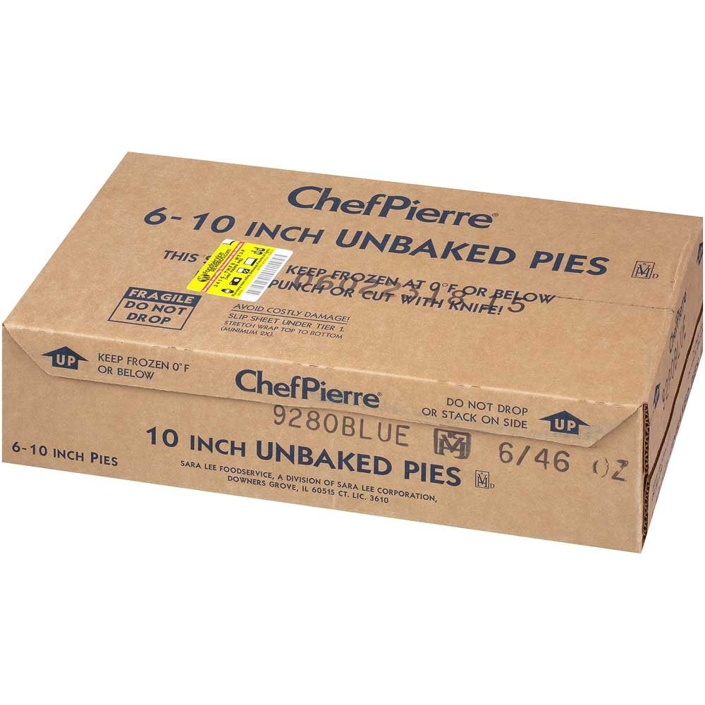 Sara Lee Chef Pierre Traditional Unbaked Blueberry Fruit Pie, 10 inch, 6 per case