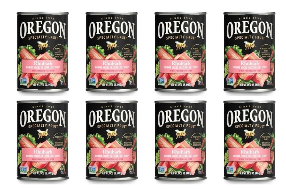 Oregon Fruit Rhubarb In Extra Light Syrup  (Value Pack Of 8X14.6 Oz) - Top-Grade Canned Fruit For Baking  Desserts  Pies & Recipes  Made In Oregon
