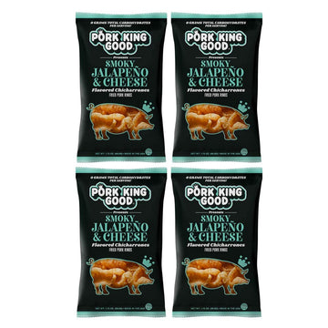 Pork King Good Smoky Jalapeño & Cheese Pork Rinds (Chicharrones) (4 Pack) Keto Snacks