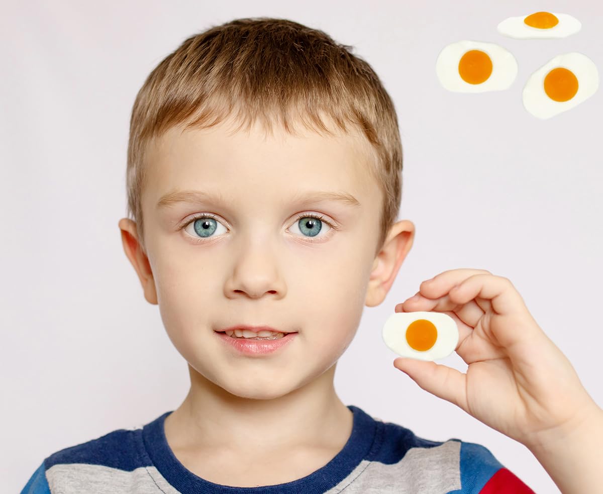 Fruidles Mini Fried Egg Gummi, Omelet Candy, Delicious Fruit Flavors Gummies (1 Pound)
