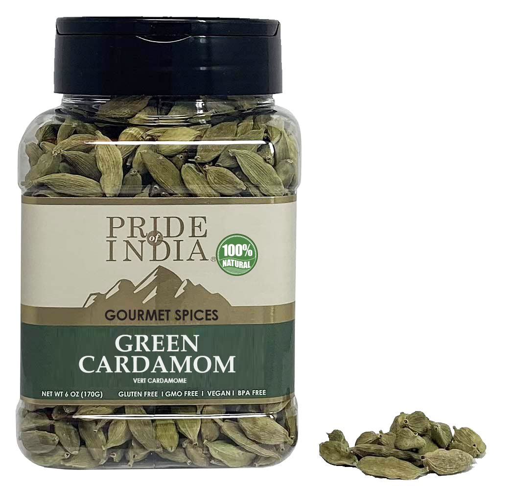 Pride Of India Green Cardamom Whole Spice - Gourmet Flavoring Agent - 6 oz - Organic Green Pods