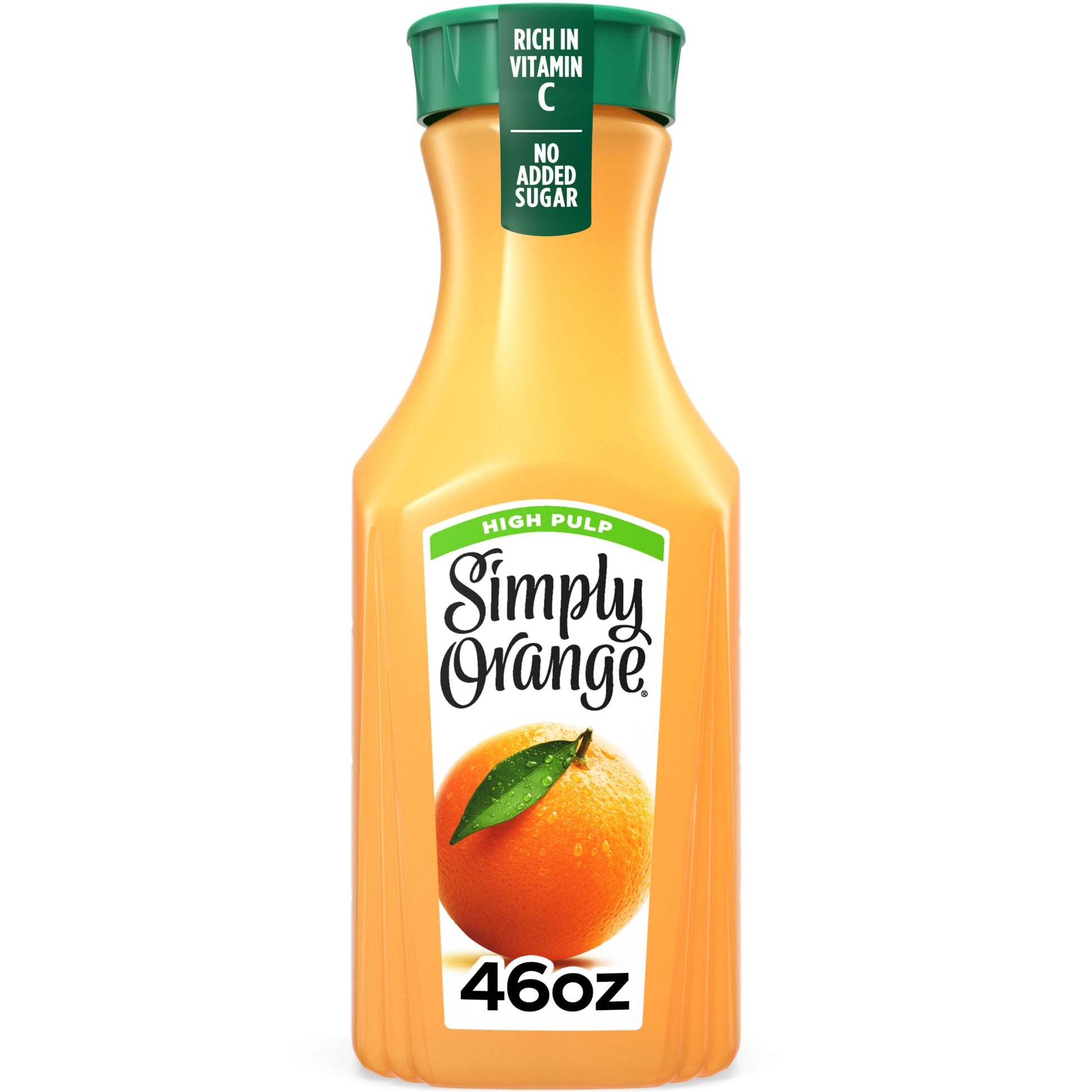 Simply Orange High Pulp Orange Juice Bottle, 46 fl oz