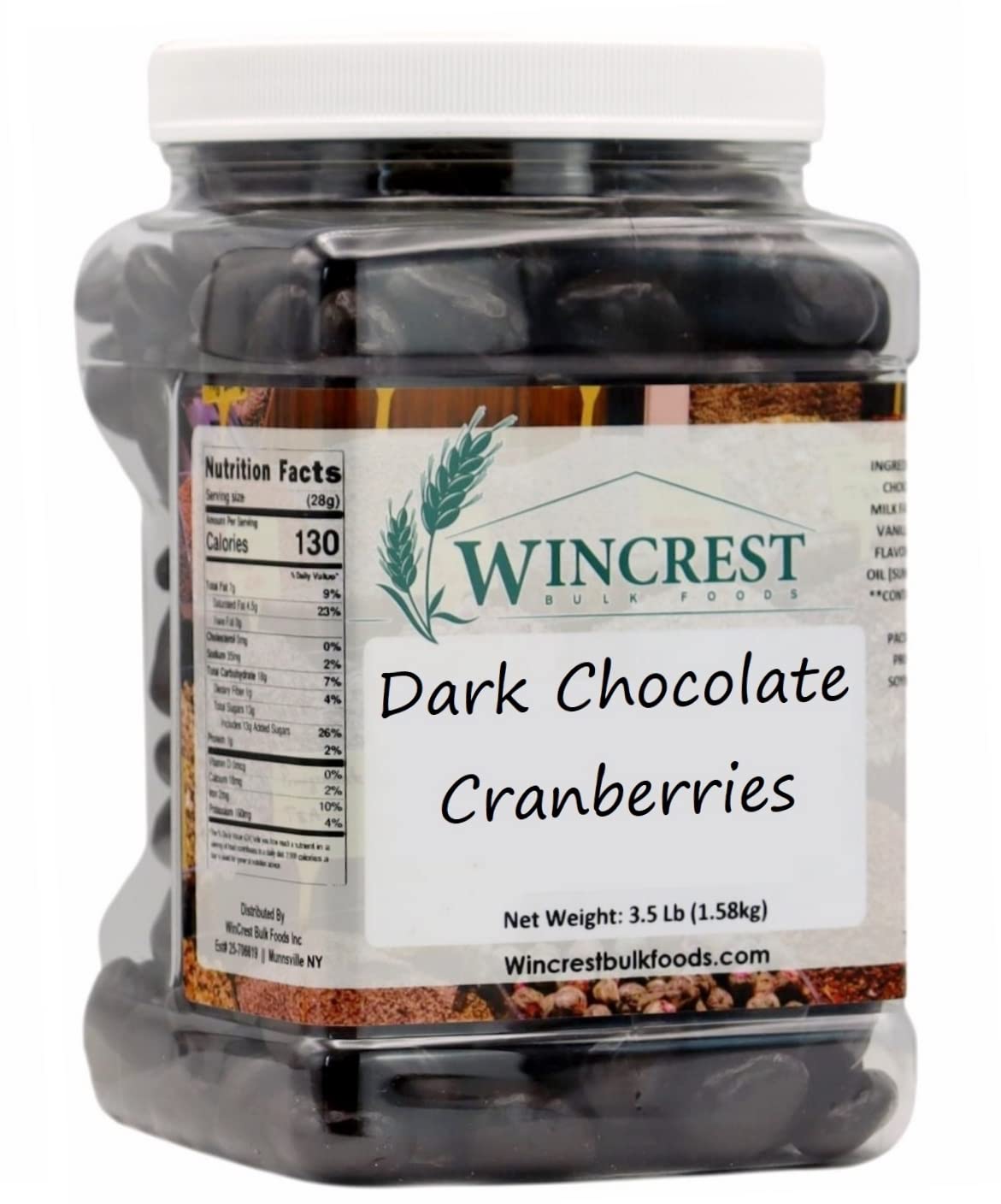 WinCrest Dark Chocolate Covered Cranberries (3.5 Lb Tub)
