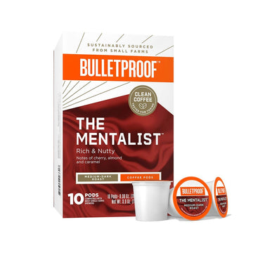 Bulletproof The Mentalist Medium-Dark Roast Single-Serve Pods, 10 Count, 100% Arabica Coffee Sourced From Central And South Amer