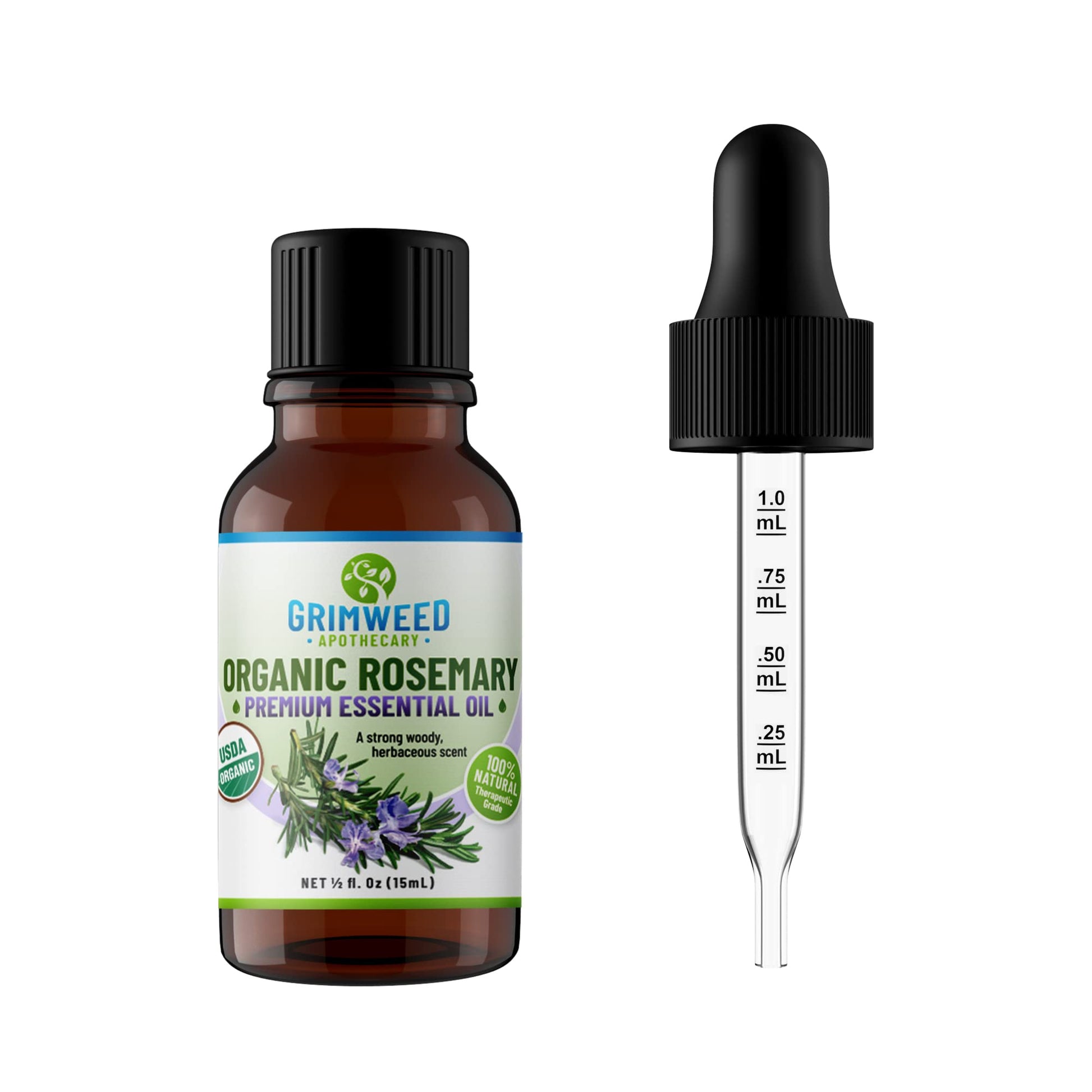 Organic Rosemary Essential Oil 100% Pure And Natural, Therapeutic Grade, Premium Quality, With Dropper