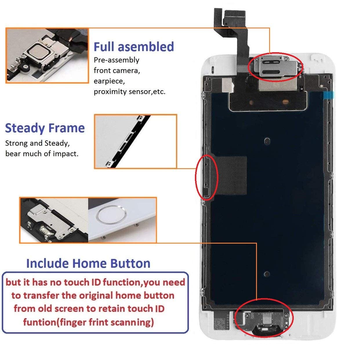 Brinonac For Iphone 6S Screen Replacement White Touch Display Lcd Digitizer Full Assembly With Complete Repair Tools And Screen