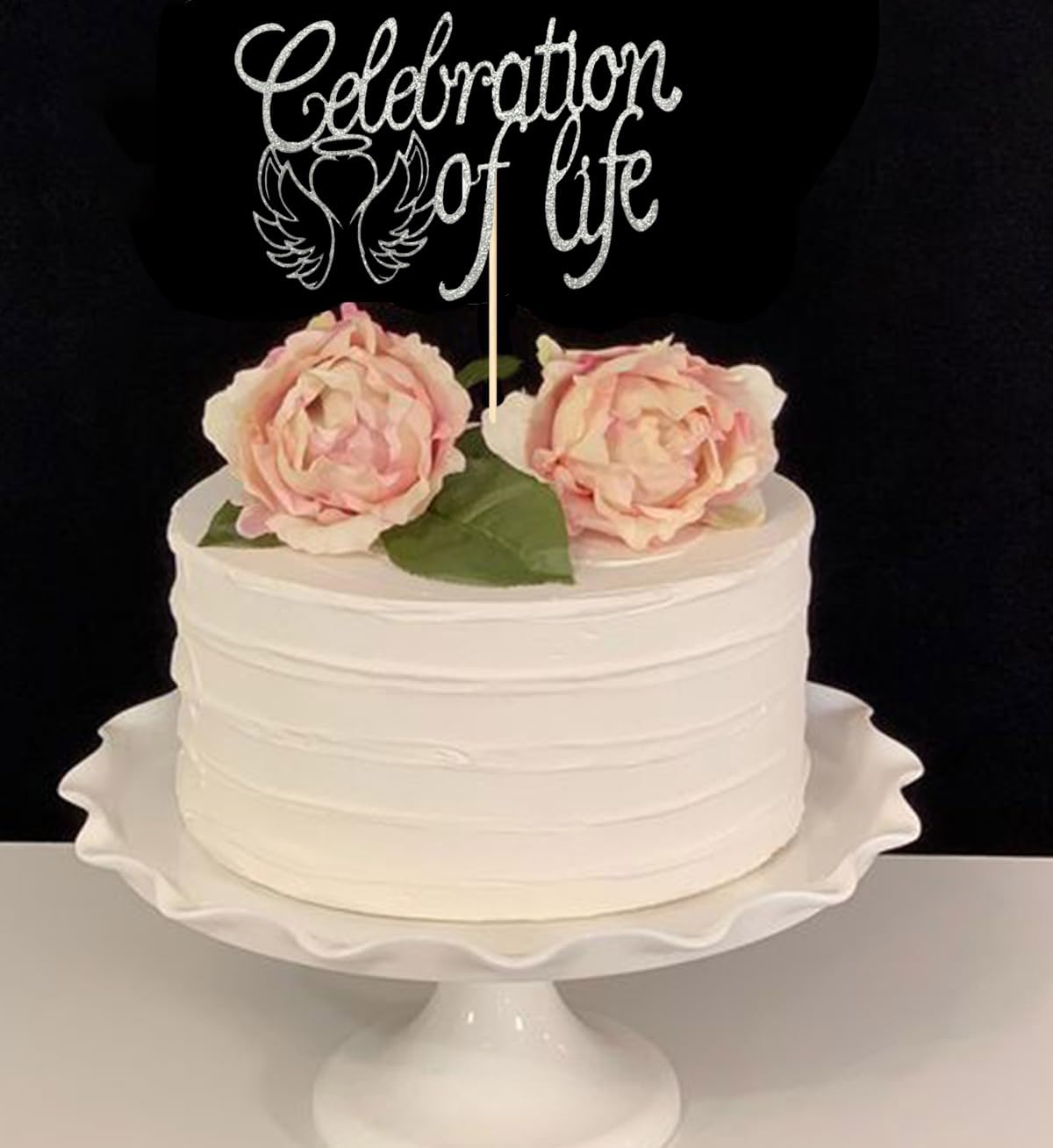 Happy Birthday In Heaven,Celebration Of Life Cake Topper For Birthday,Anniversary,Funeral,In Loving Memory, Funeral Decor,Silver