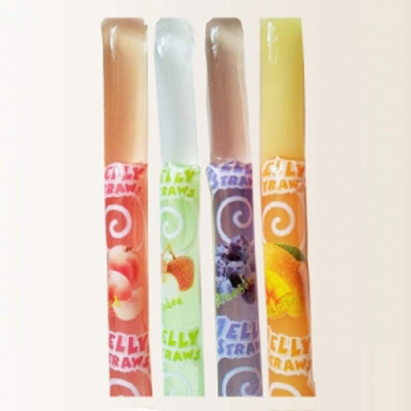 Jelly Straws Pack Of 2 - Jelly Noodles Gummies Peach Mango Blueberry Lychee Flavors
