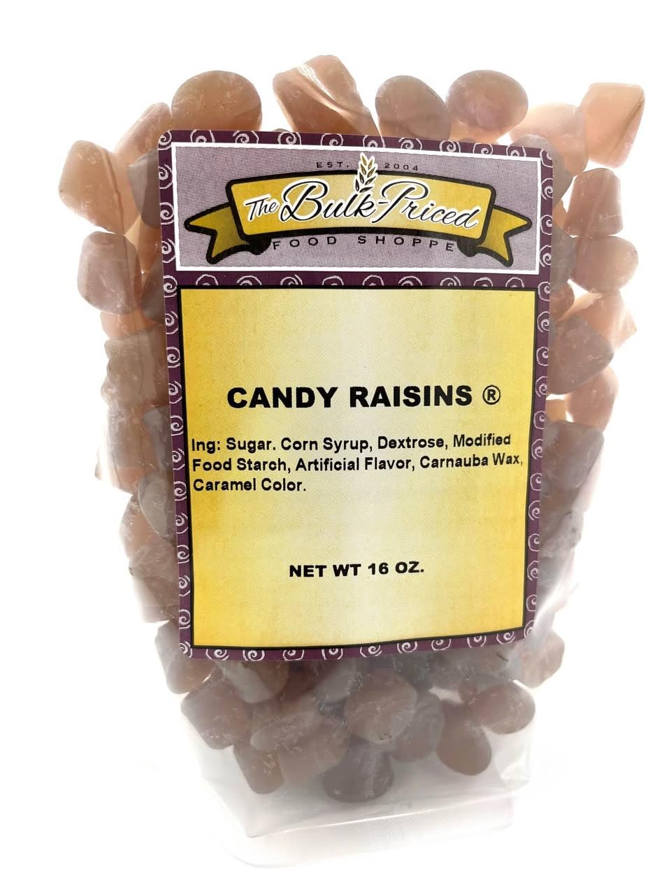 Candy Raisins, Bulk Size, (1 lb. Resealable Zip Lock Stand Up Bag)