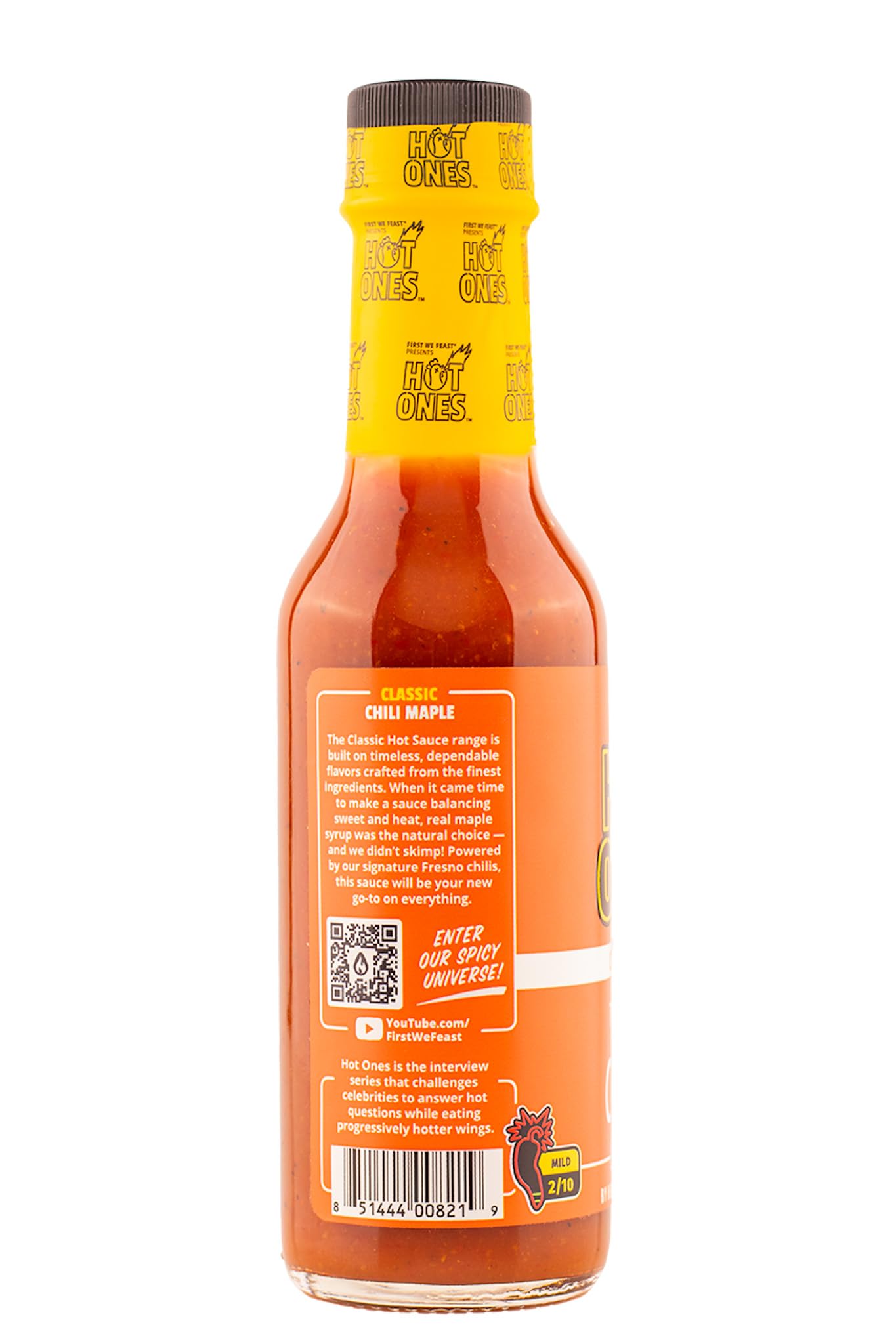 HOT ONES Chili Maple Sauce, Natural Ingredients, 5 fl oz Bottle, Red, Model 0851444008219