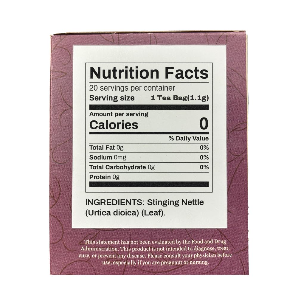 Organic Positively Botanicals Company, Nettle Leaf Herbal Tea Bags, 20 Count