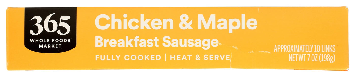 365 Everyday Value, Chicken & Maple Breakfast Sausage (Frozen), 10 Count