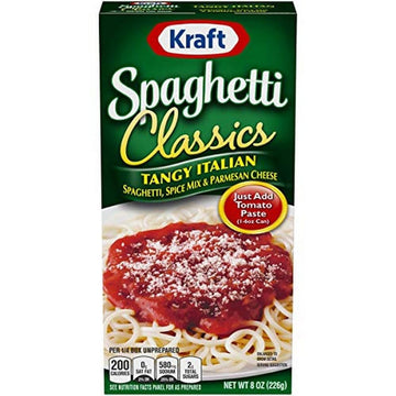 Kraft Spaghetti Classics Tangy Italian Easy Pasta Meal with Spaghetti, Spice Mix & Parmesan Cheese 8 oz (Pack of 8)