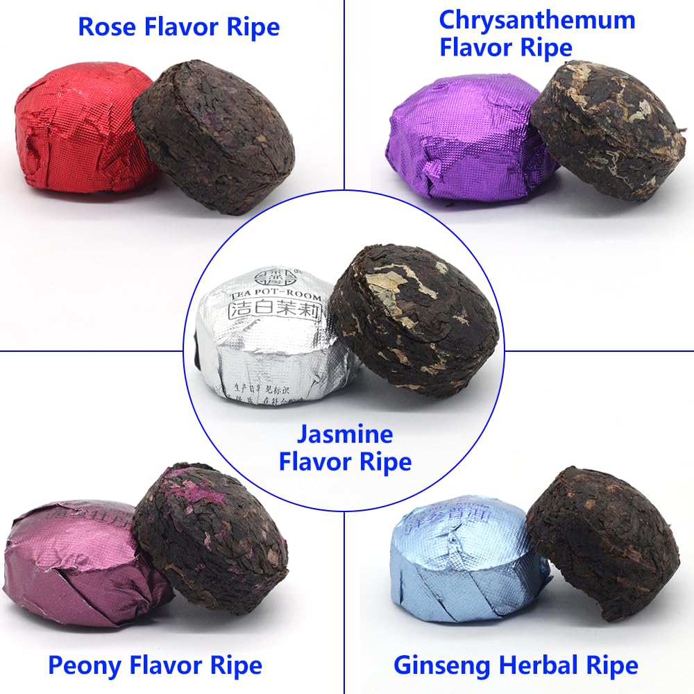 Lwxljmjzc-Ripe Puerh Tea Mini Cake 30Pcs(10 Tastes*3Pcs) |Yunnan Pu-Erh Tea |Rice Balls (Cook&Uncook) Puerh Tea | Mini Tuo Cha Black Tea