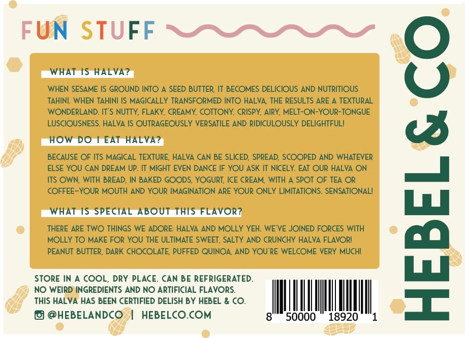 HEBEL & CO Peanut Butter Chocolate Crisp Halva - USDA Organic, Gluten Free, Kosher, Vegan - 8 oz