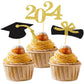 Class Of 2024 Glitter Graduation Cupcake Topper, Food/Appetizer Picks For Graduation Party (Graduation 01)