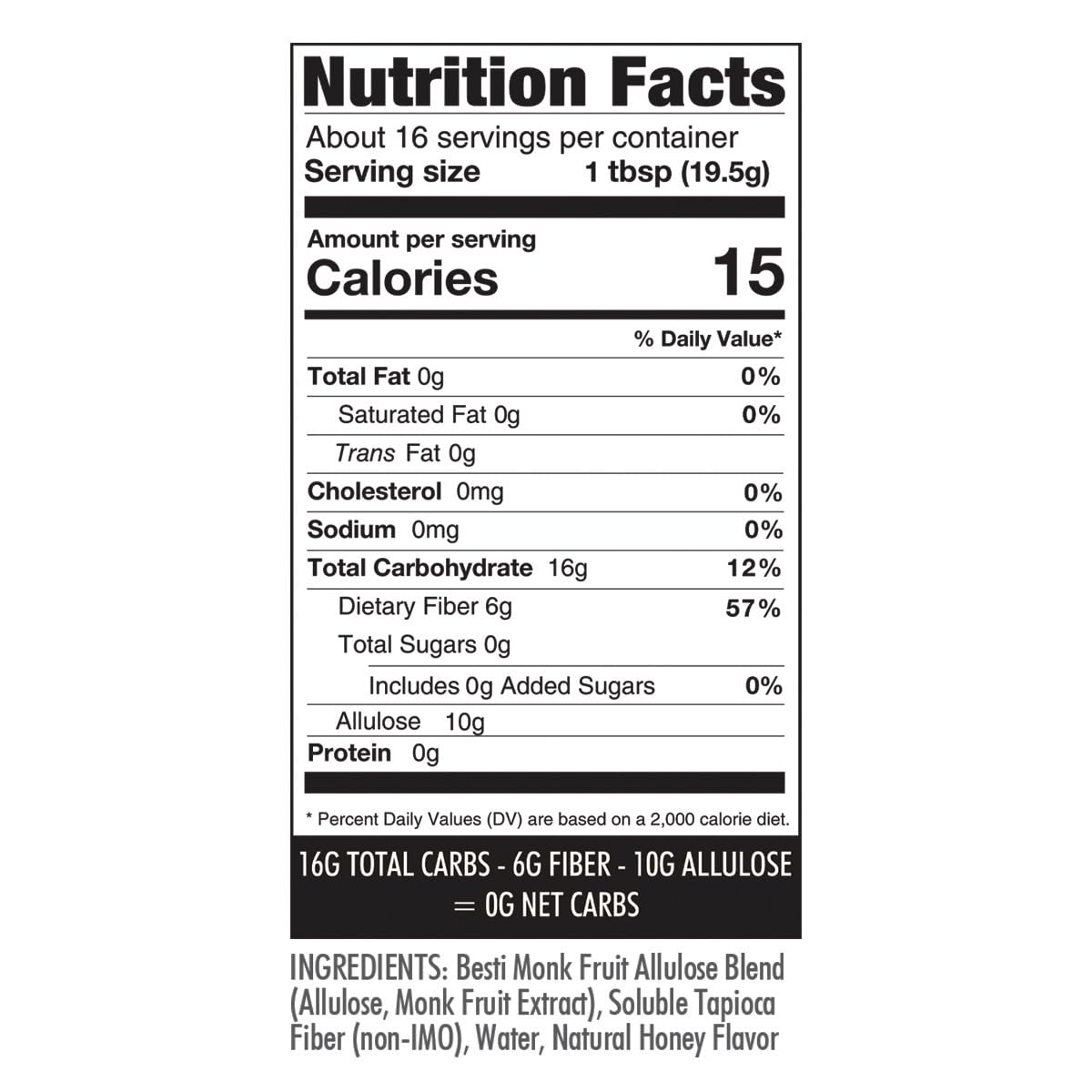 Wholesome Yum Zero Sugar Honey Substitute (2 Pack) - Keto Honey - Natural Sugar Free Honey Alternative With Monk Fruit & Allulos